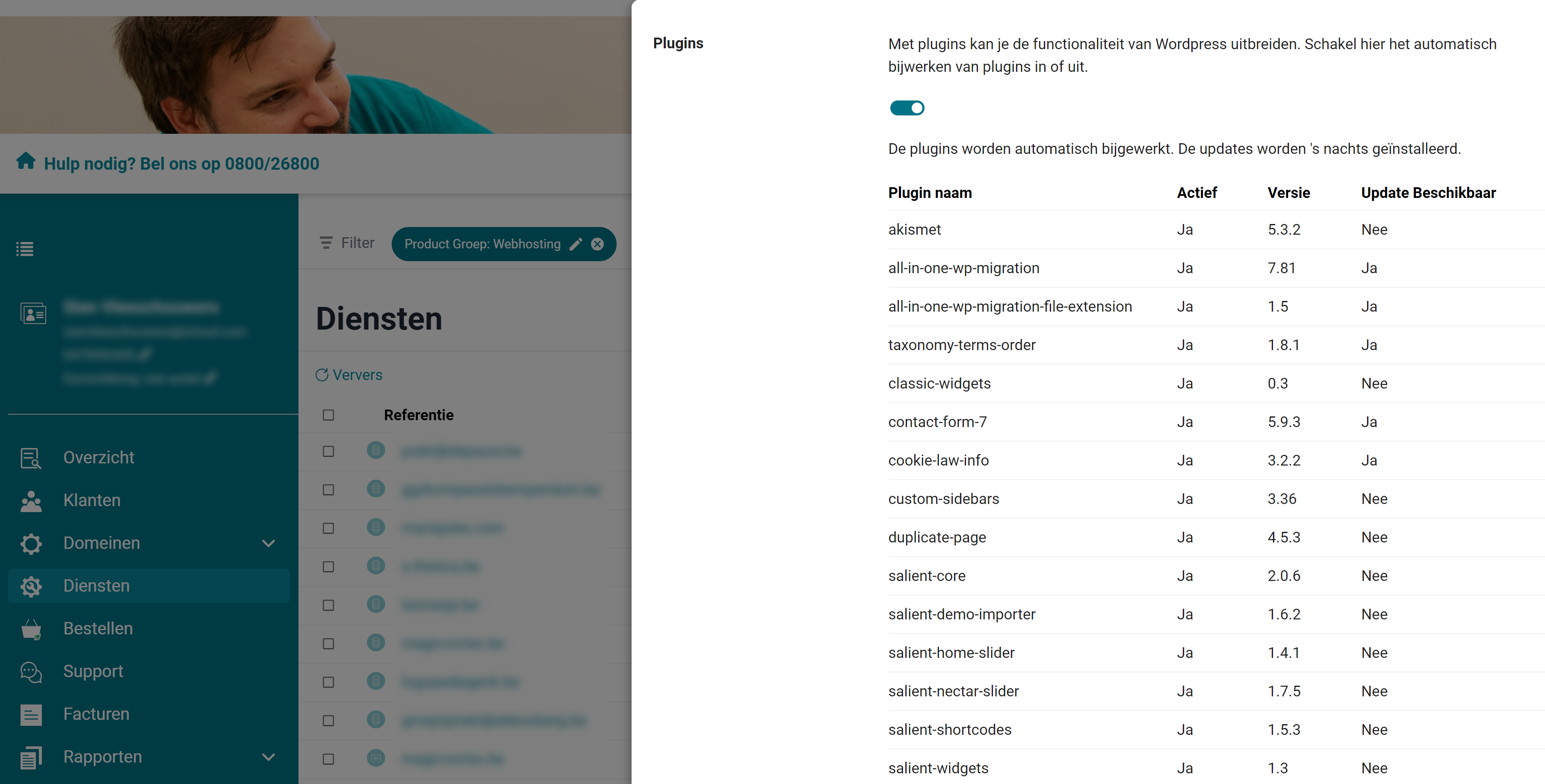 schakel automatische updates voor wordpress in via het controlepaneel van nomeo